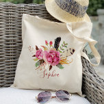 Bolso De Tela Boho floral y plumas Bridesmaid Personalizada<br><div class="desc">Mira más de 200 populares estilos de bolsas de boda de la colección "Boda Tote Bags" de nuestra tienda. Haga clic en "Editar diseño" para que pueda realizar más personalizares. ¡Puedes cambiar el tamaño del tipo de letra, el color del tipo de letra y más! bolsas de boda, bolsos de...</div>