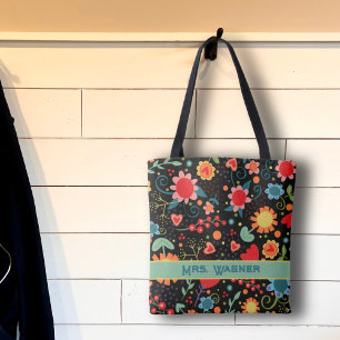 Bolso De Tela Boho Fun Flirty Floral Inespirivisividad Tote Bag
