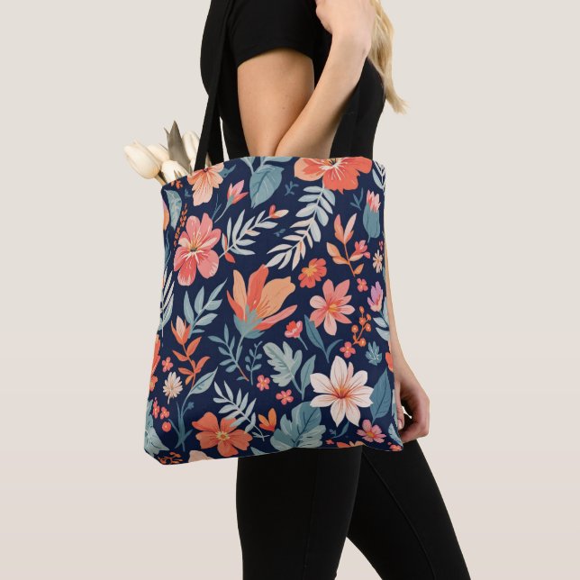 Bolso De Tela Boho Garden Whimsy - Tote de tela floral tropical  (Detalle)