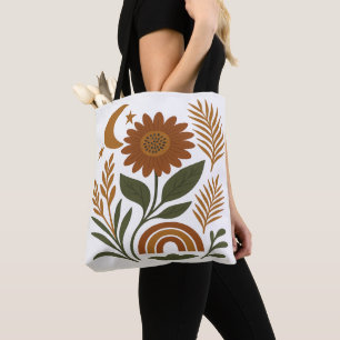 Bolso De Tela Boho Girasol y Celestial