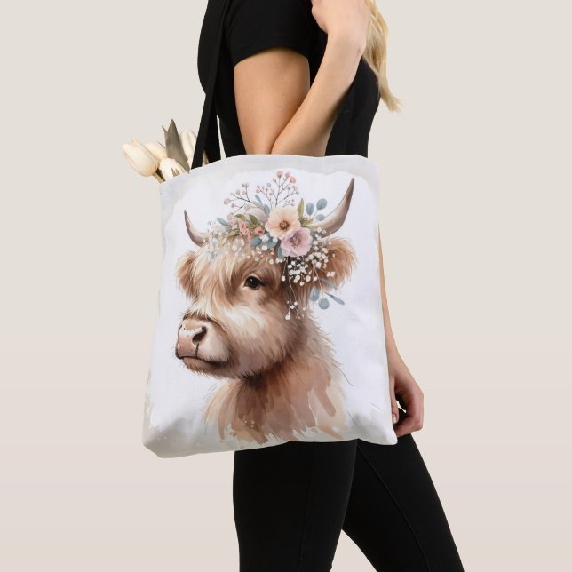 Bolso De Tela Boho Highland Cow (Detalle)
