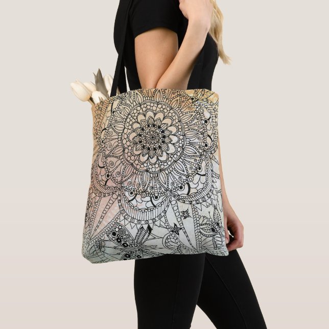 Bolso De Tela Boho Mandala Arte bohemio (Detalle)