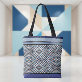 Bolso De Tela Boho Marrón, Negro, Azul Inspirado Tribal