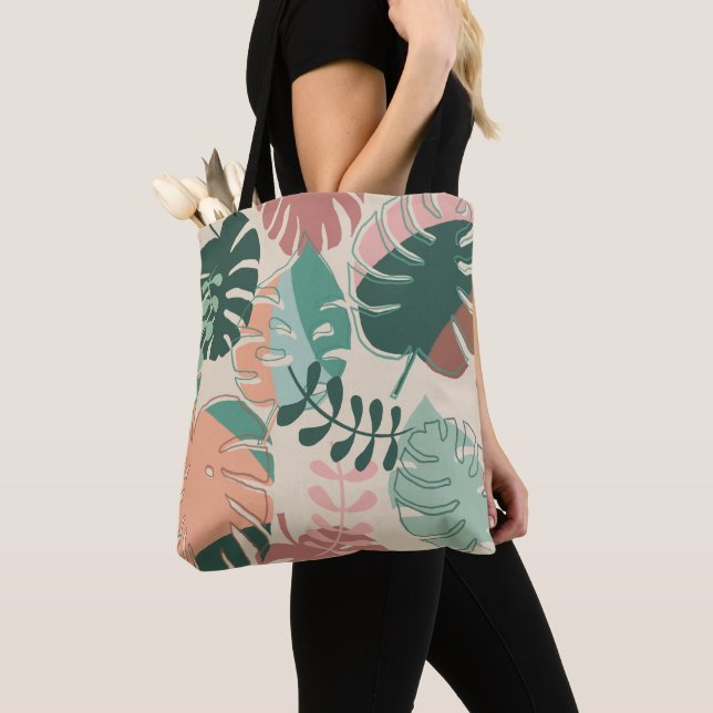 Bolso De Tela Boho Monstera Tote Bag (Detalle)