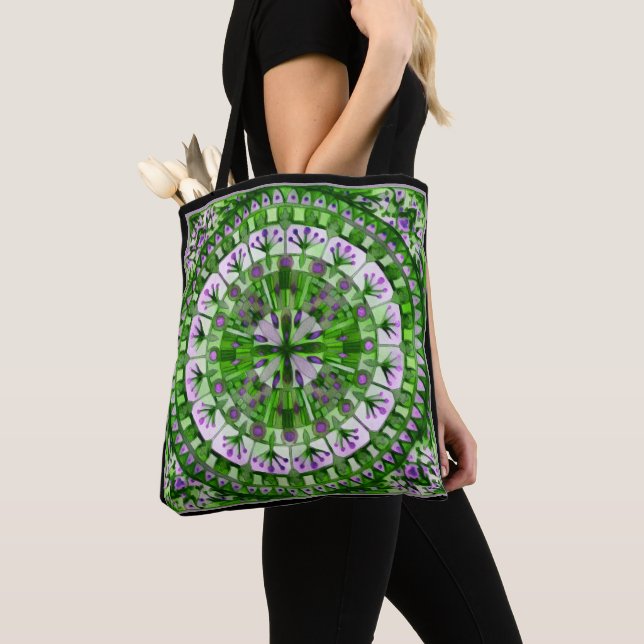 Bolso De Tela Boho Mosaic Tile Green Grass - (Detalle)