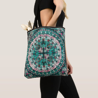Bolso De Tela Boho Mosaic Tile Océano Verde azulado