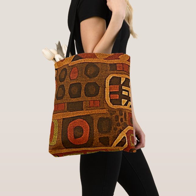 Bolso De Tela Boho Naranja y Marrón  (Detalle)