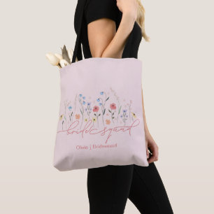 Bolso De Tela Boho Novia Flores Silvestres Squad