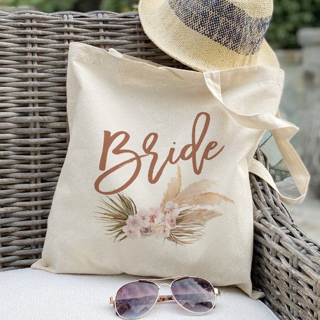 Bolso De Tela Boho Pampas Floral Bride (Subido por el creador)