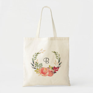 Bolso De Tela Boho personalizado floral naranja y rosa