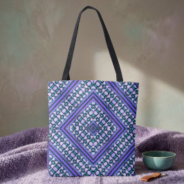 Bolso De Tela Boho púrpura, verde y blanco inspirado en tribus 