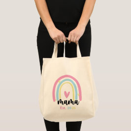Bolso De Tela Boho Rainbow Custom Mama Est. Year Keepsake