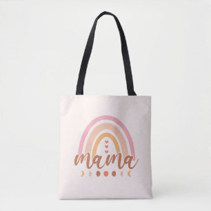 Bolso De Tela Boho Rainbow Mama con las fases lunares