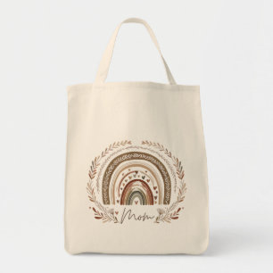 Bolso De Tela Boho Rainbow Mom – Earthy Tones Mother's Day Desig