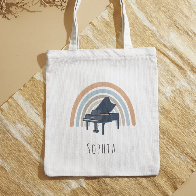 Bolso De Tela Boho Rainbow Piano Music Custom Name (Subido por el creador)