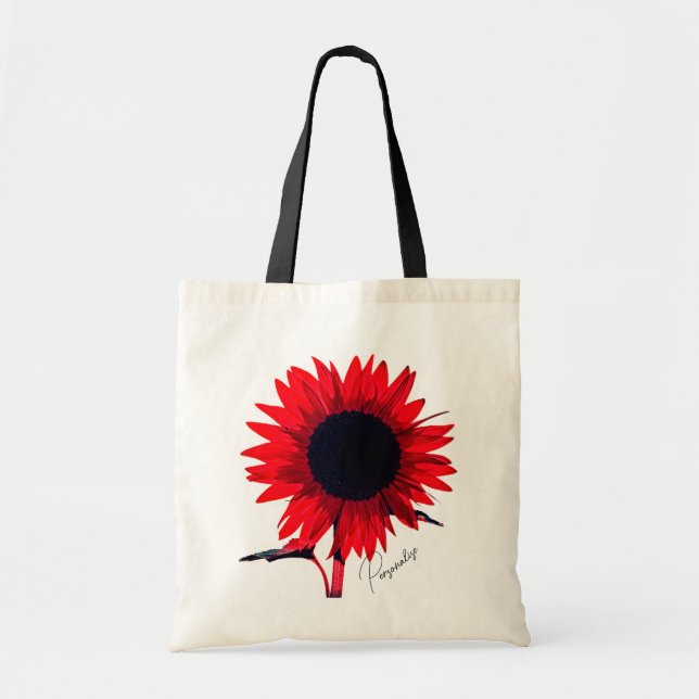 Bolso De Tela Boho Red Black Sunflower Elegante (Frente)