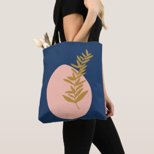 Bolso De Tela Boho Resumen moderno Arte botánico Oro azul rosado