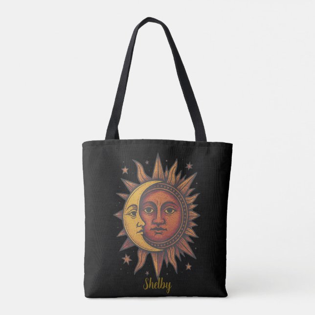 Bolso De Tela Boho Retro Sun y Moon Unisex (Reverso)