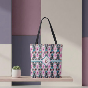 Bolso De Tela Boho rosa, verde azulado y marrón tribal 