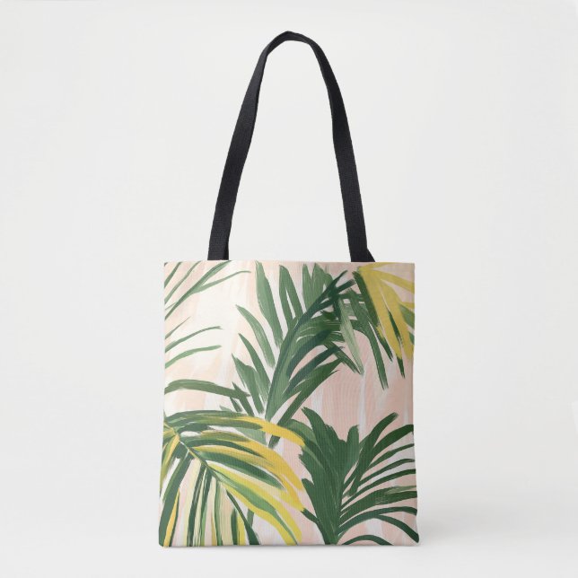 Bolso De Tela Boho Rubor Green Tropical Palm Leaves Beach (Anverso)