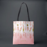Bolso De Tela Boho Rubor Pink & Gold Fethers Ombre Bridesmaid<br><div class="desc">Bolsa de personalizable boho tote con plumas de color de agua rosada con falsos acentos de Relieve metalizado de oro y rosa oscuro. Personalice agregando nombres y otros detalles. Esta pluma de boho será perfecta como regalo personalizado.</div>