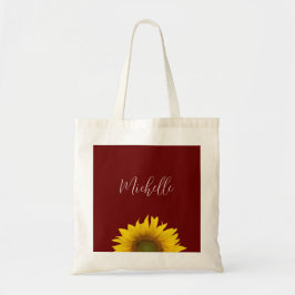 Bolso De Tela Boho Sunflower Simple Rojo Botánico Floral