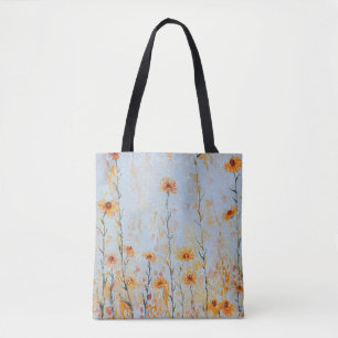 Bolso De Tela Boho Vintage Flores Azules Silvestres