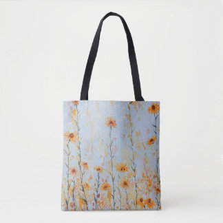 Bolso De Tela Boho Vintage Flores Azules Silvestres