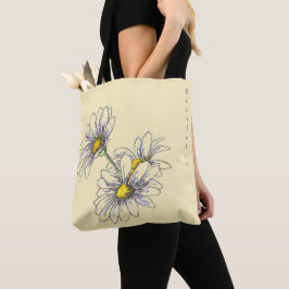 Bolso De Tela Boho Watercolor Daisy Floral Cream Christmas Gift