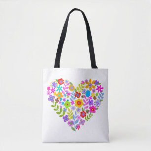 Bolso De Tela Boho Wildflower Heart Tote Bag