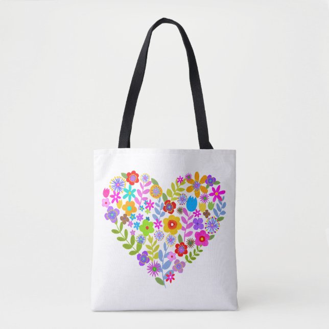 Bolso De Tela Boho Wildflower Heart Tote Bag (Anverso)