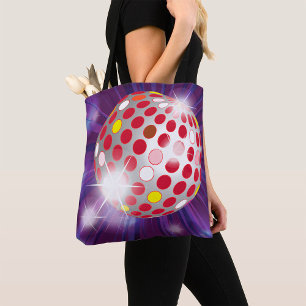 Bolso De Tela Bola de Disco Retro 70 Rojo Vibrante
