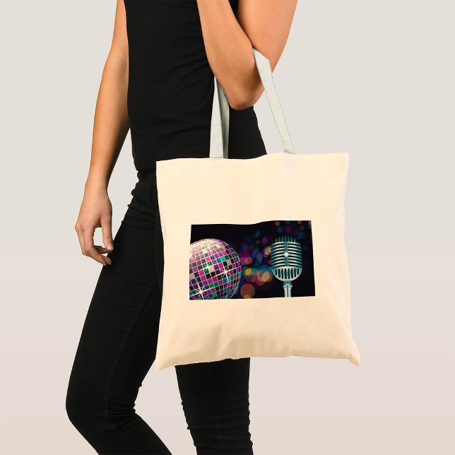 Bolso De Tela Bola de Disco Retro y Micrófono Antiguo (Subido por el creador)