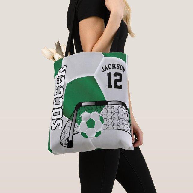 Bolso De Tela Bola de fútbol verde y blanca (Detalle)