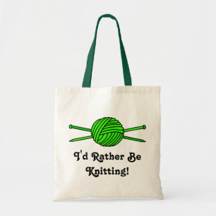 Bolso De Tela Bola de la verde lima del hilado y de las agujas
