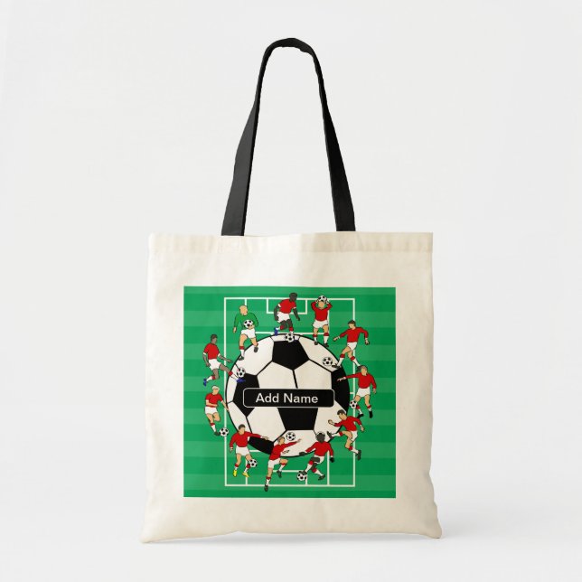 Bolso De Tela Bola y jugadores personalizados de fútbol (Frente)