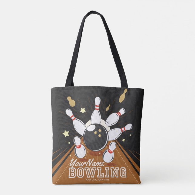 Bolso De Tela Bolas de bolas de Bowler personalizadas (Reverso)