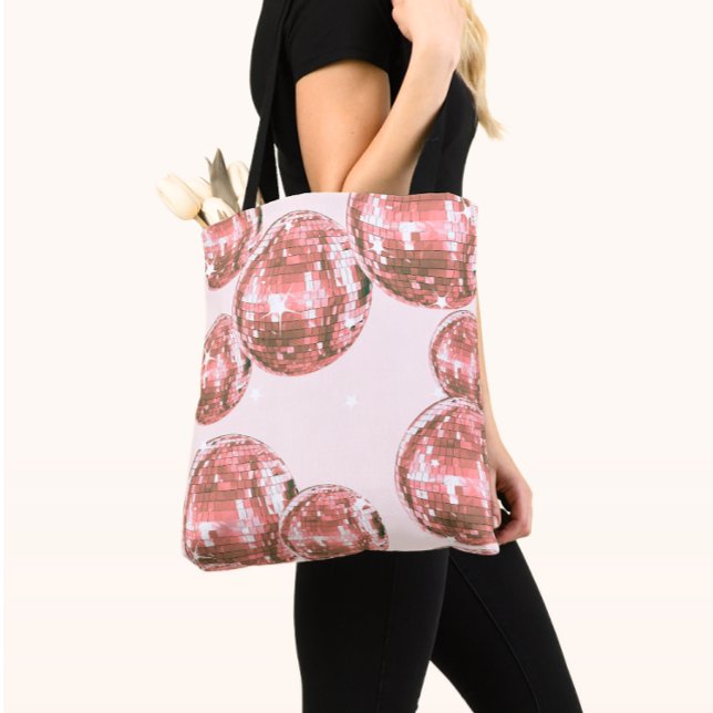 Bolso De Tela Bolas de disco rosadas, glamour retro, estética gi (Subido por el creador)
