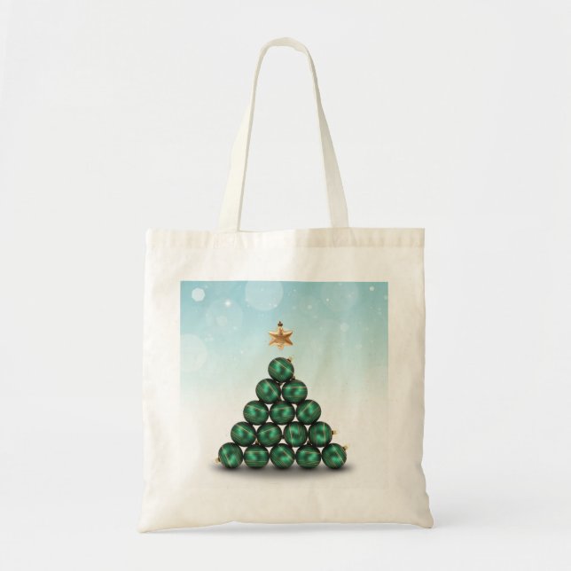 Bolso De Tela Bolas de navidades en forma de árbol (Frente)