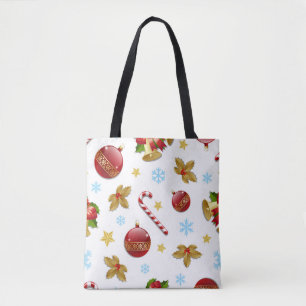 Bolso De Tela Bolas de Navidades rojos y dorados, Navidades holl