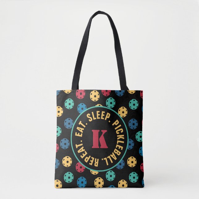 Bolso De Tela 😍 bolas retro / negro con inicial (Anverso)