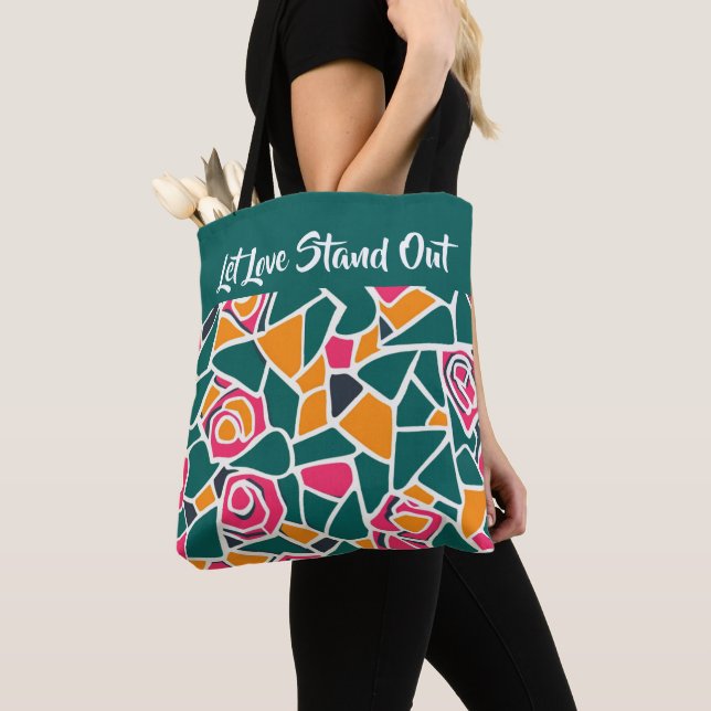 Bolso De Tela Bold Outline Rose Love - Let love stand out (Detalle)