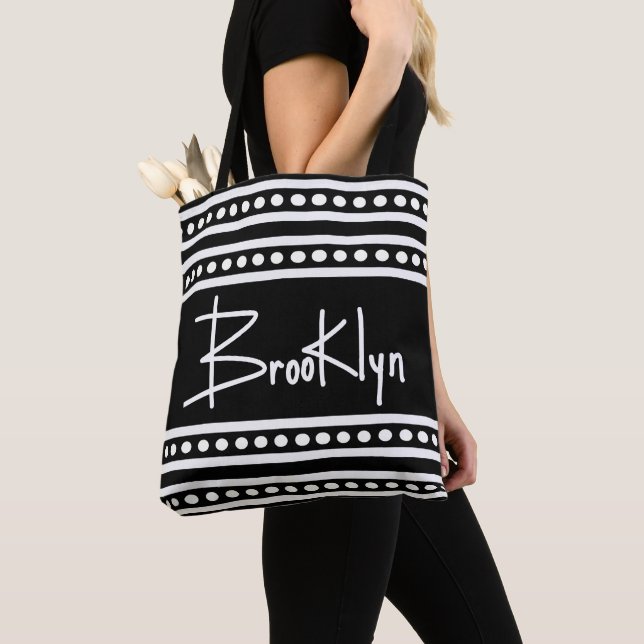 Bolso De Tela Boletín de Brooklyn con letras en negro (Detalle)