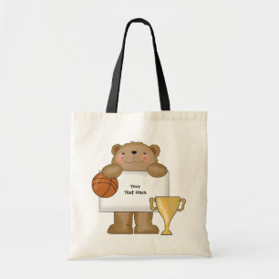 Bolso De Tela Boletín del oso del baloncesto (personalizable)
