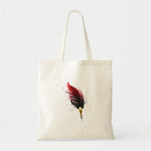 Bolso De Tela Bolígrafo pluma roja con plumilla dorada