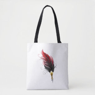 Bolso De Tela Bolígrafo pluma roja con plumilla dorada