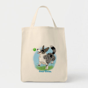 Bolso De Tela ¡Bolsa de compras con merle corgi azul!