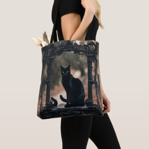 Bolso De Tela  "Bolsa Elegante Black Cat: La Armonía  