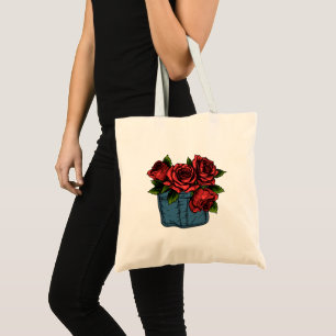 Bolso De Tela Bolsillo de Rosas