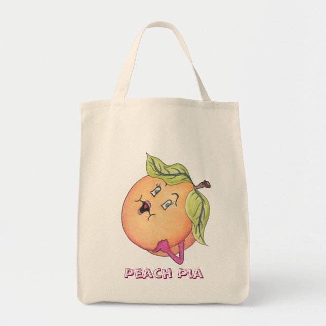 Bolso De Tela "Bolso de ultramarinos del Pia del melocotón" (Frente)